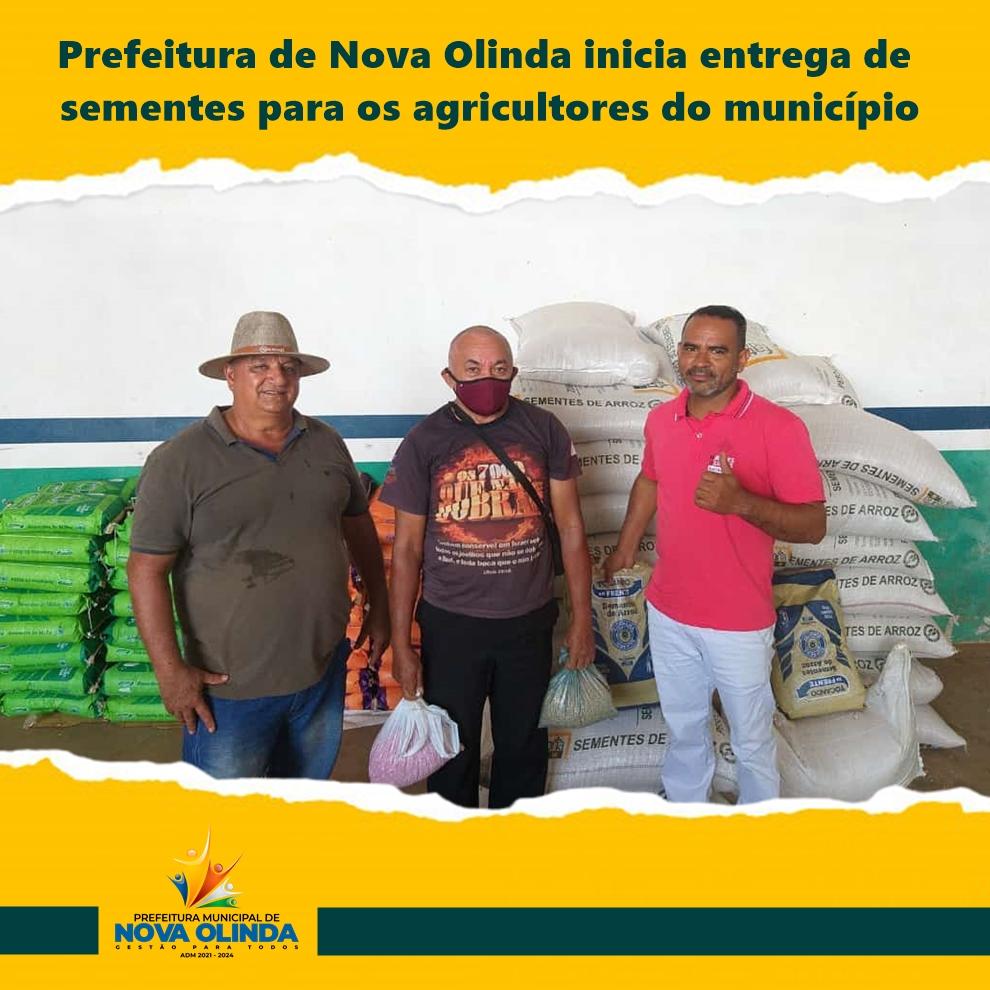 PREFEITURA DE NOVA OLINDA -TO, ATRAVES DA SECRETARIA DE AGRICULTURA ENTREGA SEMENTES PARA AGRICULTORES DO MUNICIPIO