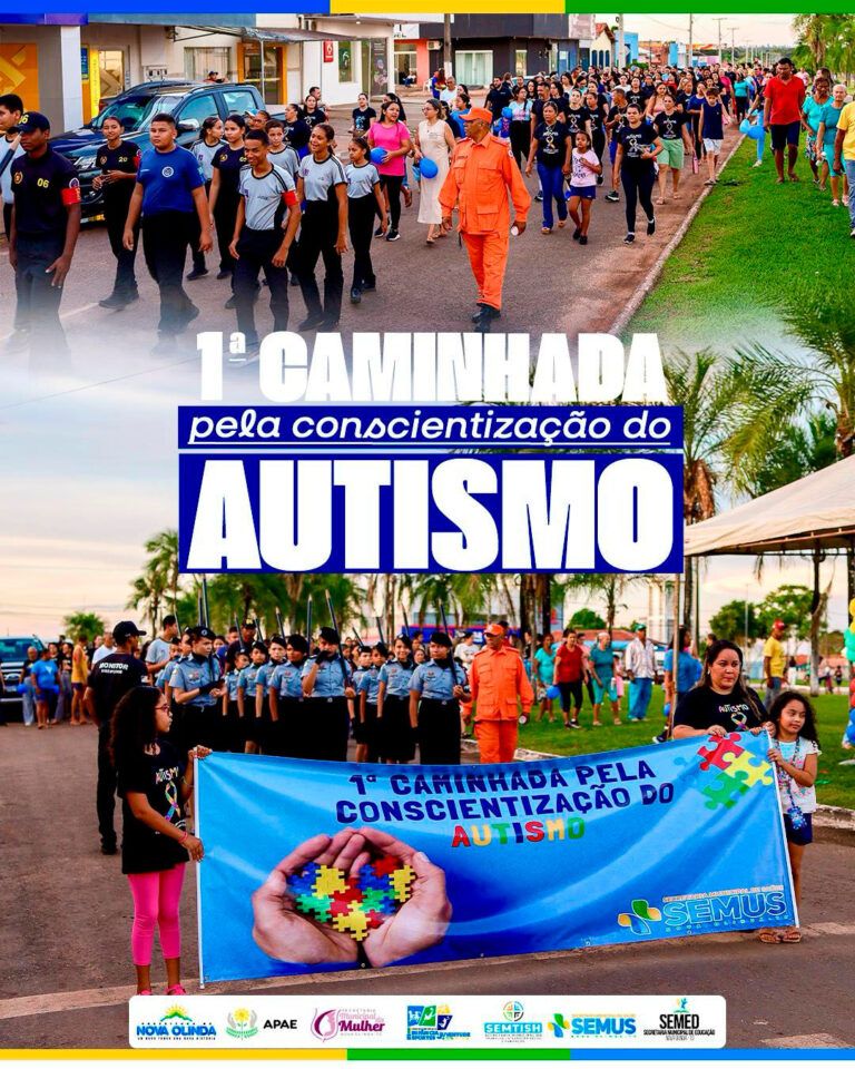 Secretarias de Saúde, Mulher, Esporte, Educação e APAE realizam a 1ª Caminhada pela Conscientização do Autismo em Nova Olinda e emocionam a comunidade